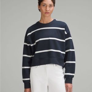 Perfectly Oversized Cropped Crew In Boundless Stripe/True Navy